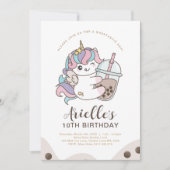 Cute Minimalistische Eenhoorn Boba Bubble Milk Tea Kaart (Voorkant)