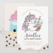 Cute Minimalistische Eenhoorn Boba Bubble Milk Tea Kaart (Voorkant / Achterkant)