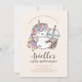 Cute Minimalistische Eenhoring Boba Bubble Melk Th Kaart (Voorkant)
