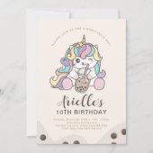 Cute Minimalistische Eenhoring Boba Bubble Milk Te Kaart (Voorkant)