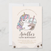 Cute Minimalistische Eenhoring Boba Bubble Milk Te Kaart (Voorkant)