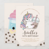 Cute Minimalistische Eenhoring Boba Bubble Milk Te Kaart (Voorkant / Achterkant)