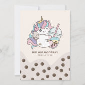 Cute Minimalistische Eenhoring Boba Bubble Milk Te Kaart (Achterkant)