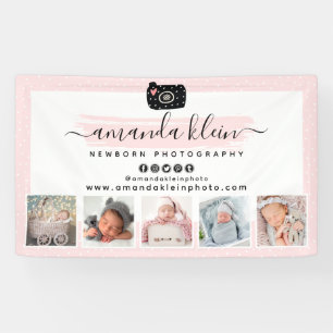 Cute Minimalistische Fotograaf Camerologo & Foto's Spandoek