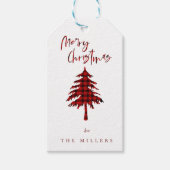 Cute Minimalistische Rode Ruit Papier Kerstboom Cadeaulabel (Voorkant)