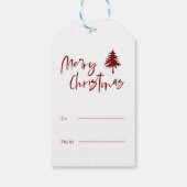 Cute Minimalistische Rode Ruit Papier Kerstboom Cadeaulabel (Achterkant)