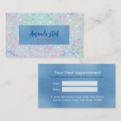 Cute Mint Animal print glitter monogram Afsprakenkaartje (Voorkant / Achterkant)