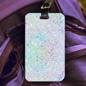 Cute Mint Animal print glitter monogram Bagagelabel