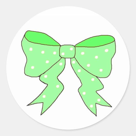 Cute Mint Bow Ronde Sticker (Voorkant)