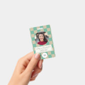 Cute Mint Checkerboard Employee Photo ID Badge (Handheld)