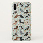 Cute Mint Dachshunds- en Koffiepatroon Case-Mate iPhone Case (Achterkant)