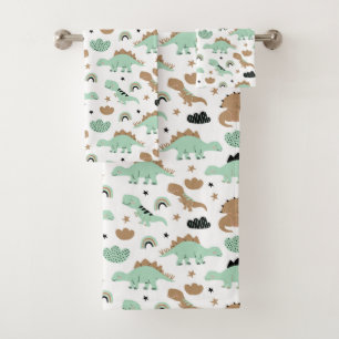 Cute Mint Green Dinosaur Pattern Bad Handdoek