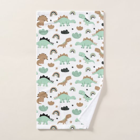 Cute Mint Green Dinosaur Pattern Bad Handdoek (Handdoek)