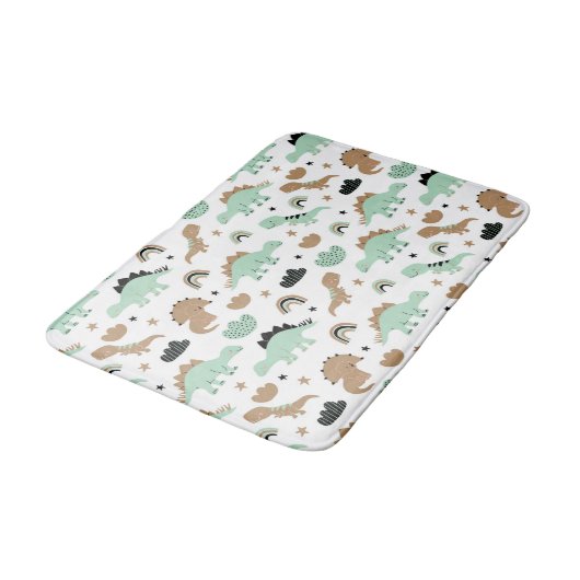 Cute Mint Green Dinosaur Pattern Badmat (Gekanteld)