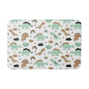 Cute Mint Green Dinosaur Pattern Badmat