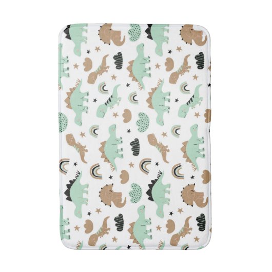 Cute Mint Green Dinosaur Pattern Badmat (Voorkant Verticaal)