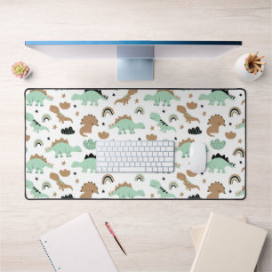 Cute Mint Green Dinosaur Pattern Bureaumat