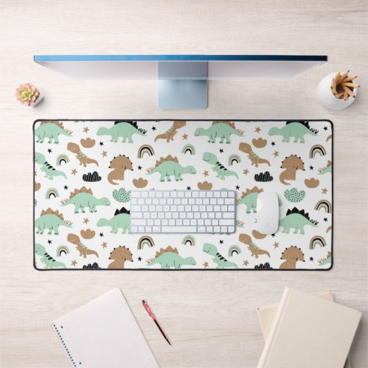 Cute Mint Green Dinosaur Pattern Bureaumat (Kantoor 1)