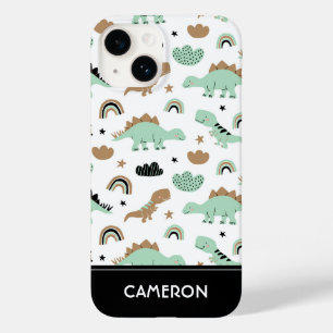 Cute Mint Green Dinosaur Pattern Case-Mate iPhone 14 Hoesje