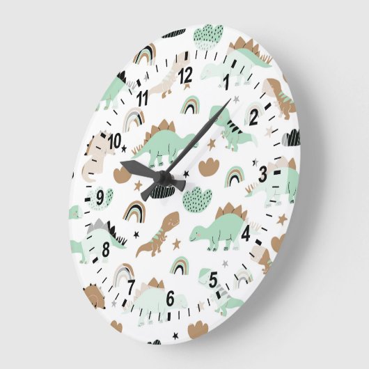 Cute Mint Green Dinosaur Pattern Grote Klok (Hoek)