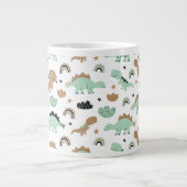 Cute Mint Green Dinosaur Pattern Grote Koffiekop (Voorkant)