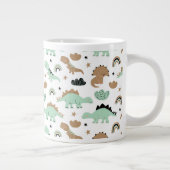 Cute Mint Green Dinosaur Pattern Grote Koffiekop (Rechts)