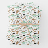 Cute Mint Green Dinosaur Pattern Inpakpapier Vel (In situ)
