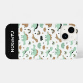 Cute Mint Green Dinosaur Pattern iPhone Hoesje (Achterkant horizontaal)