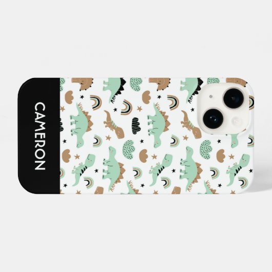Cute Mint Green Dinosaur Pattern iPhone Hoesje (Achterkant horizontaal)