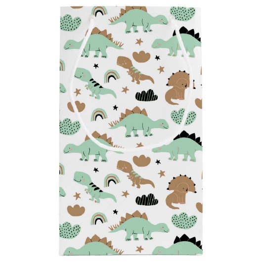 Cute Mint Green Dinosaur Pattern Klein Cadeauzakje (Achterkant)