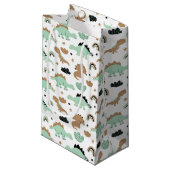 Cute Mint Green Dinosaur Pattern Klein Cadeauzakje (Voorkant Gekanteld)