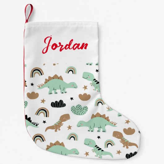 Cute Mint Green Dinosaur Pattern Kleine Kerstsok (Voorkant)