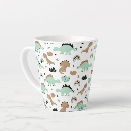 Cute Mint Green Dinosaur Pattern Latte Mok (Linkerhoek)