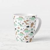 Cute Mint Green Dinosaur Pattern Latte Mok (Rechterhoek)