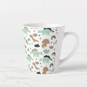 Cute Mint Green Dinosaur Pattern Latte Mok (Rechts)