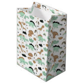 Cute Mint Green Dinosaur Pattern Medium Cadeauzakje (Voorkant Gekanteld)
