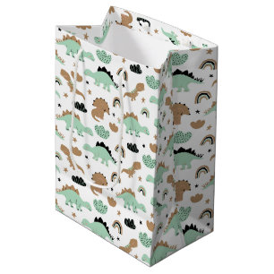 Cute Mint Green Dinosaur Pattern Medium Cadeauzakje