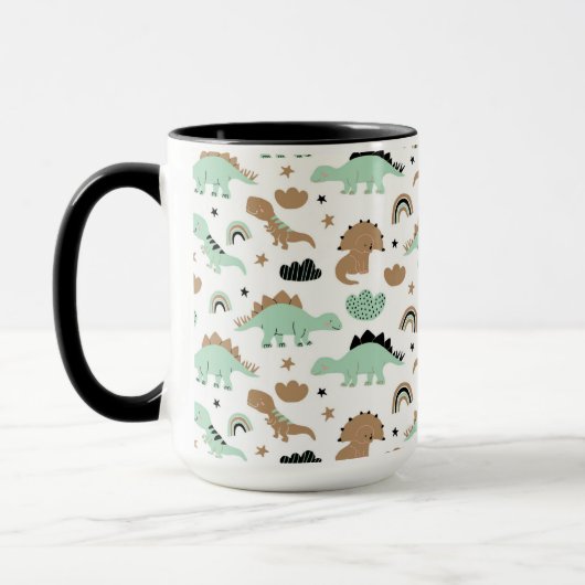Cute Mint Green Dinosaur Pattern Mok (Links)