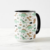Cute Mint Green Dinosaur Pattern Mok (Voorkant rechts)