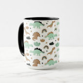 Cute Mint Green Dinosaur Pattern Mok (Voorkant links)