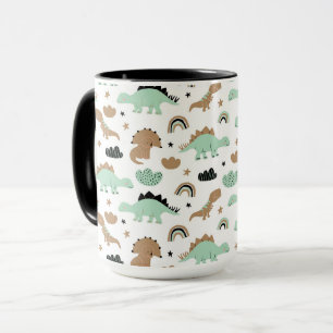 Cute Mint Green Dinosaur Pattern Mok