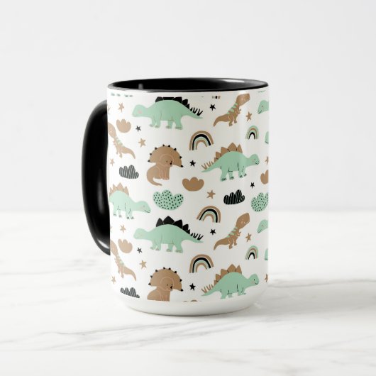 Cute Mint Green Dinosaur Pattern Mok (Voorkant links)