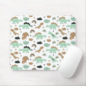 Cute Mint Green Dinosaur Pattern Muismat (Met muis)