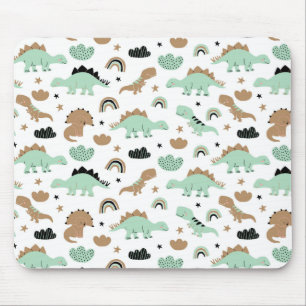 Cute Mint Green Dinosaur Pattern Muismat