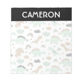 Cute Mint Green Dinosaur Pattern Notitieblok (Voorkant)