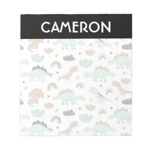 Cute Mint Green Dinosaur Pattern Notitieblok