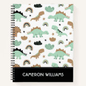Cute Mint Green Dinosaur Pattern Notitieboek (Voorkant)