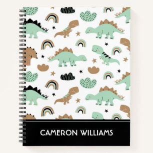Cute Mint Green Dinosaur Pattern Notitieboek