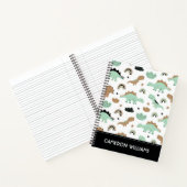 Cute Mint Green Dinosaur Pattern Notitieboek (Binnen)