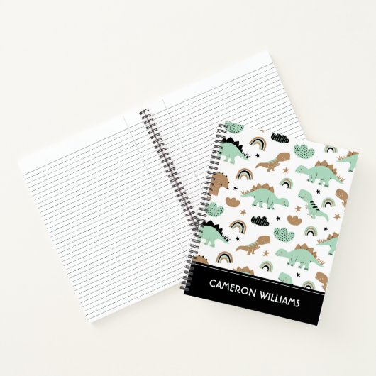 Cute Mint Green Dinosaur Pattern Notitieboek (Binnen)